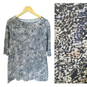 J Jill Pure Jill Quarter Sleeve Pleated Sides Crew Neck Cotton Tunic Tee Small